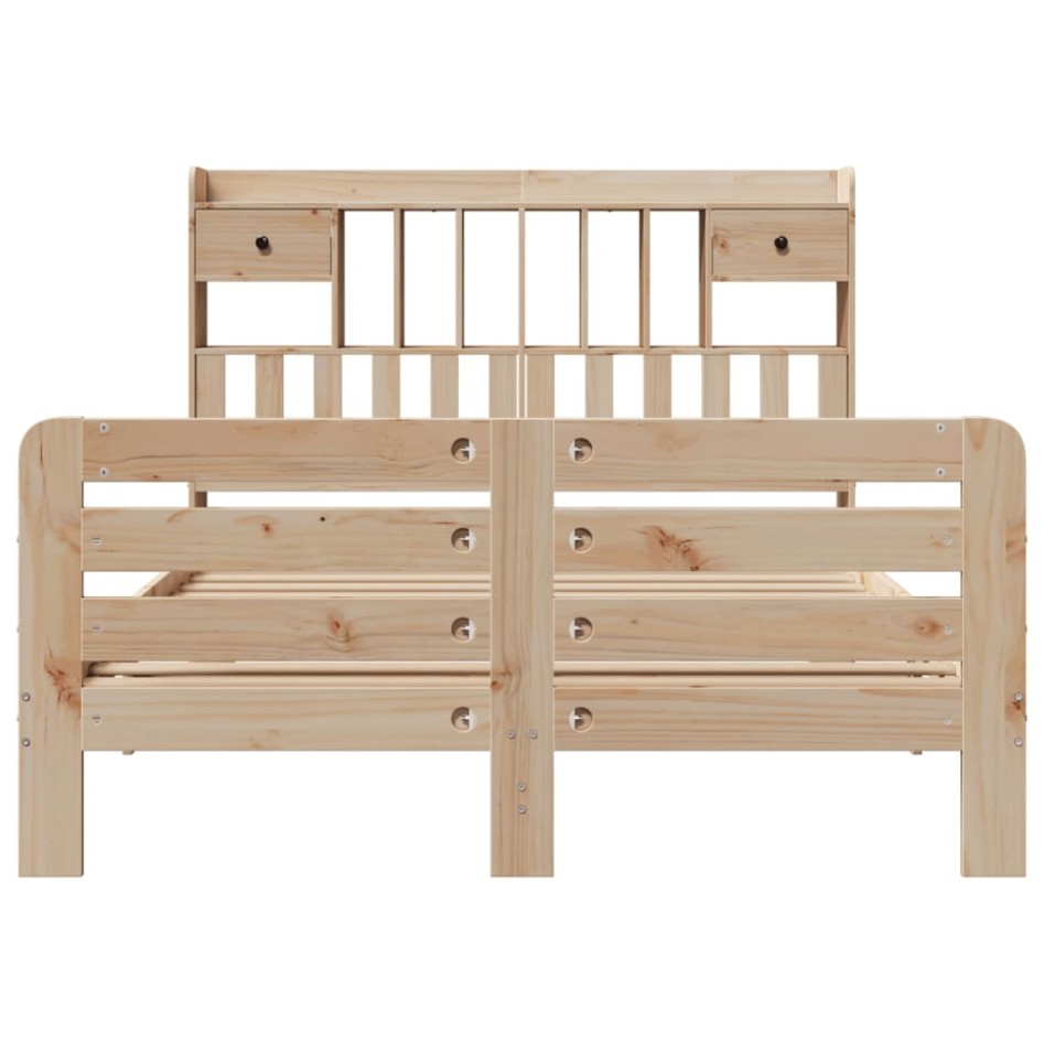 Cama con estantería sin colchón madera maciza de pino