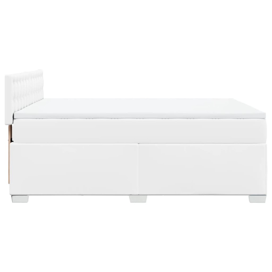 Cama box spring con colchón cuero sintético blanco 160x200