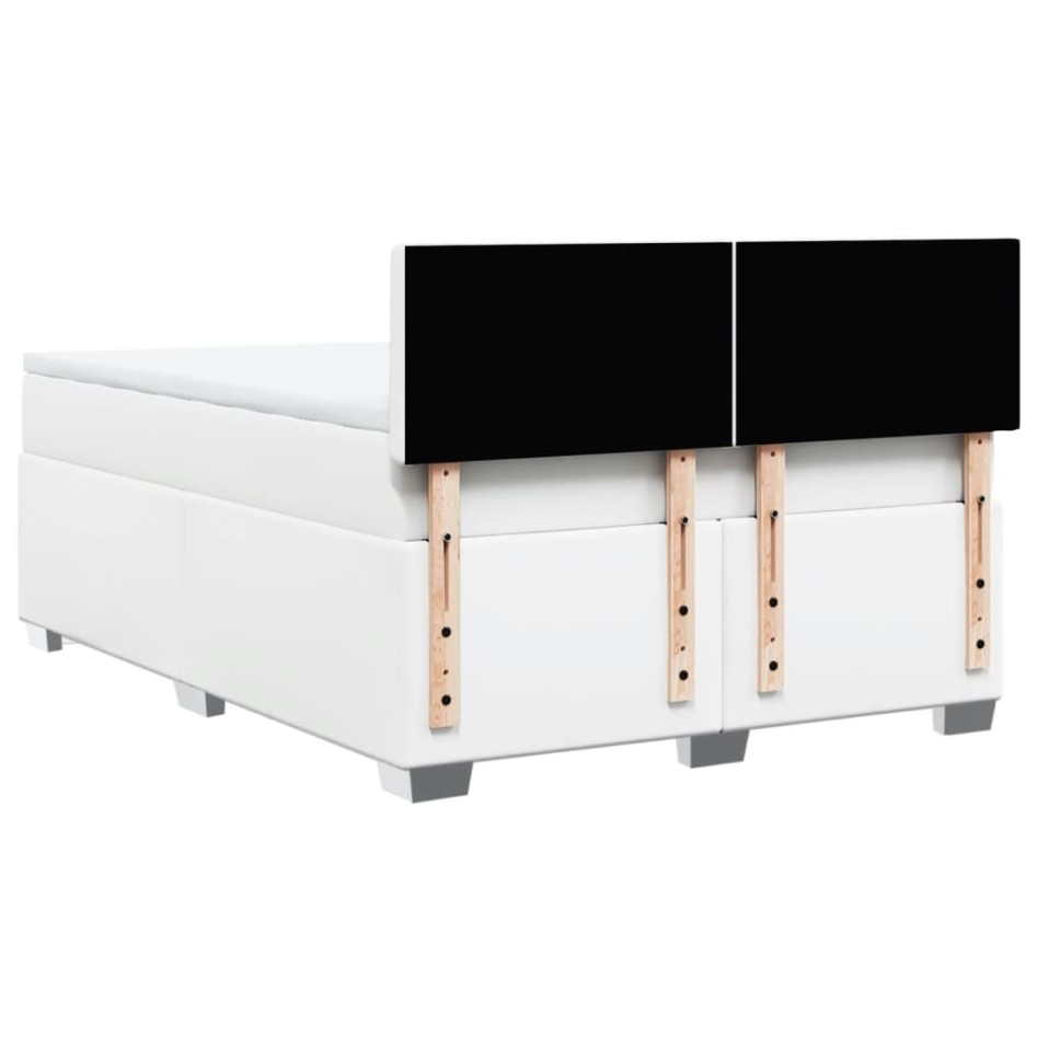 Cama box spring con colchón cuero sintético blanco 160x200