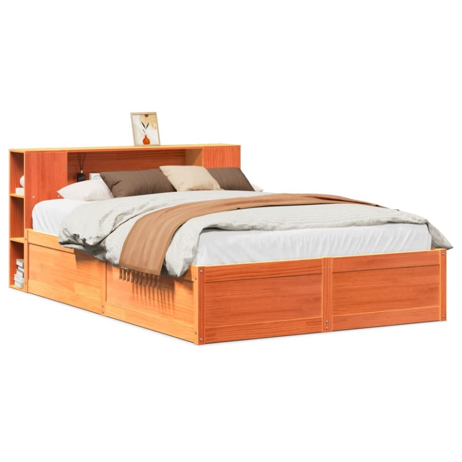 Estructura de cama sin colchón madera maciza marrón 120x190