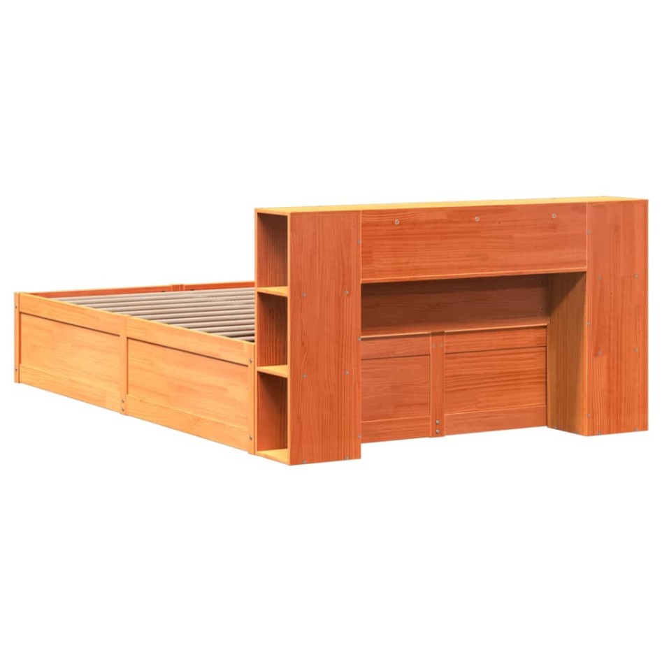 Estructura de cama sin colchón madera maciza marrón 120x190