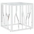 Mesa de centro acero inoxidable y vidrio plateada 50x50x50
