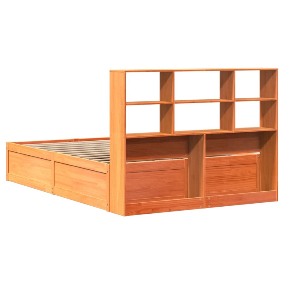 Estructura de cama sin colchón madera maciza marrón 135x190