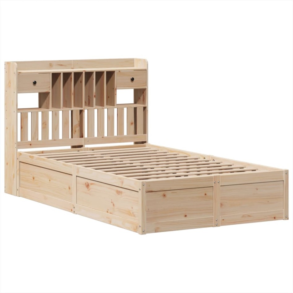 Estructura de cama sin colchón madera maciza de pino 135x190