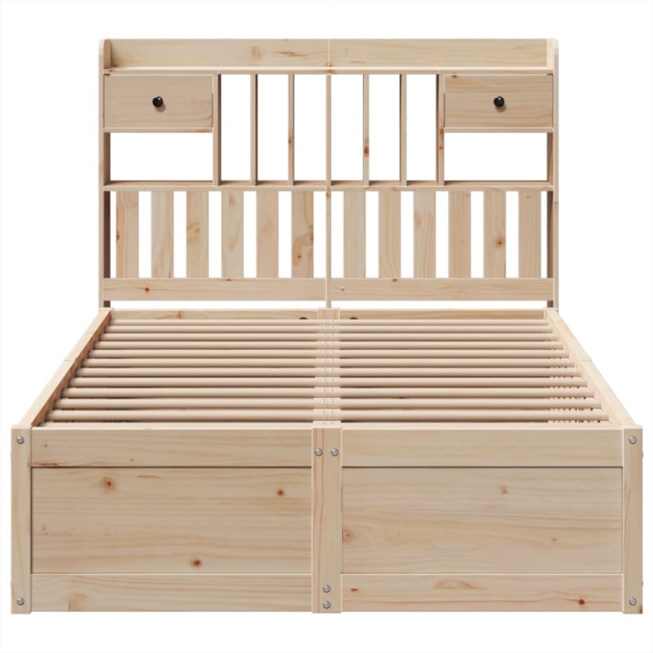 Estructura de cama sin colchón madera maciza de pino 135x190