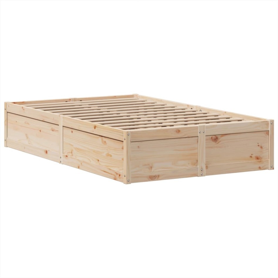 Estructura de cama sin colchón madera maciza de pino 135x190