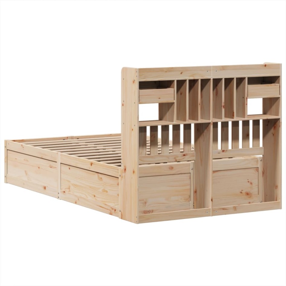 Estructura de cama sin colchón madera maciza de pino 135x190