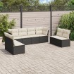 Set de sofás de jardín 8 piezas y cojines ratán sintético negro