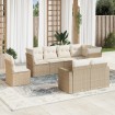 Juego de sofás de jardín con cojines beige 8 pzas ratán PE