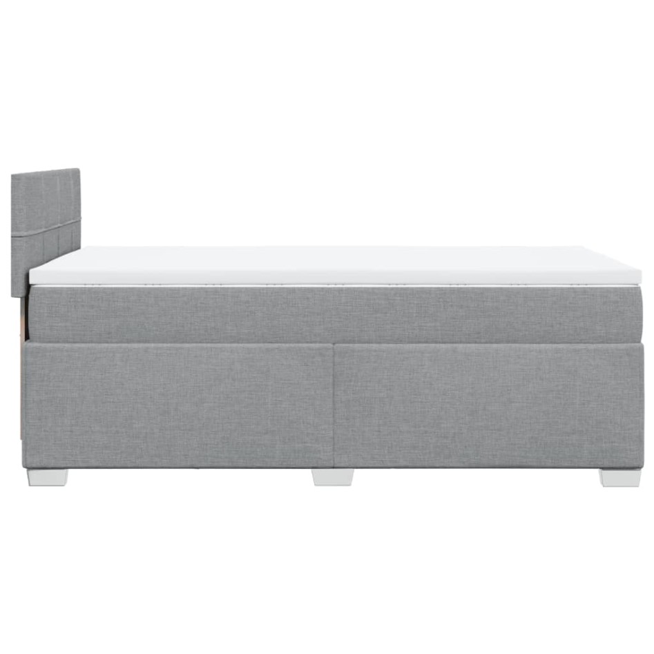 Cama box spring con colchón tela gris claro 80x200