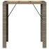 Mesa alta jardín superficie madera ratán PE gris 105x80x110