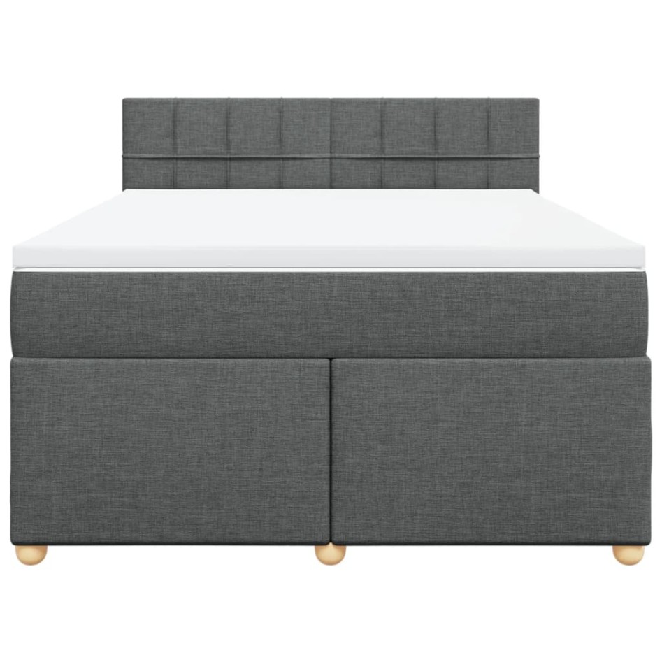 Cama box spring con colchón tela gris oscuro 160x200