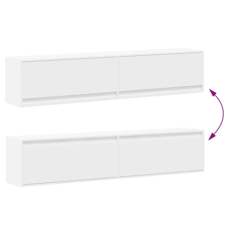 Mueble de TV de pared con LED blanco 180x31x38