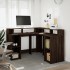 Escritorio con LED madera ingeniería marrón roble 130x130x91