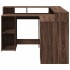 Escritorio con LED madera ingeniería marrón roble 130x130x91