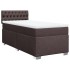 Cama box spring con colchón tela marrón oscuro 90x200
