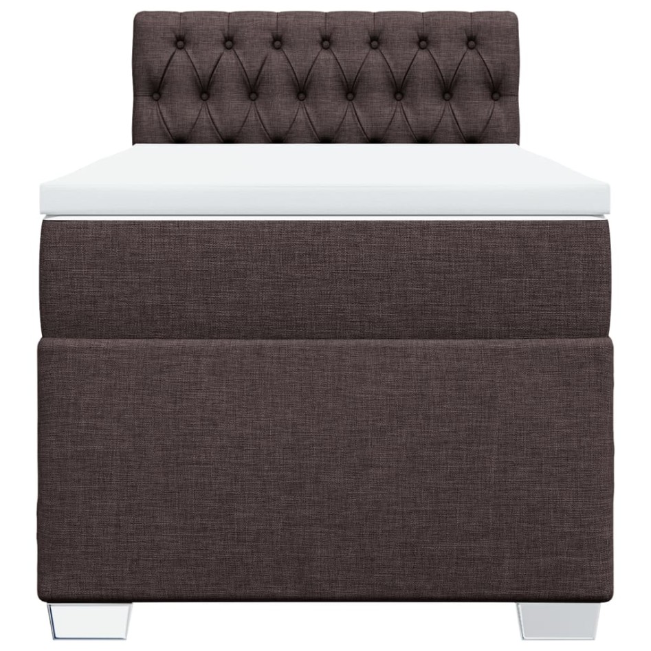 Cama box spring con colchón tela marrón oscuro 90x200