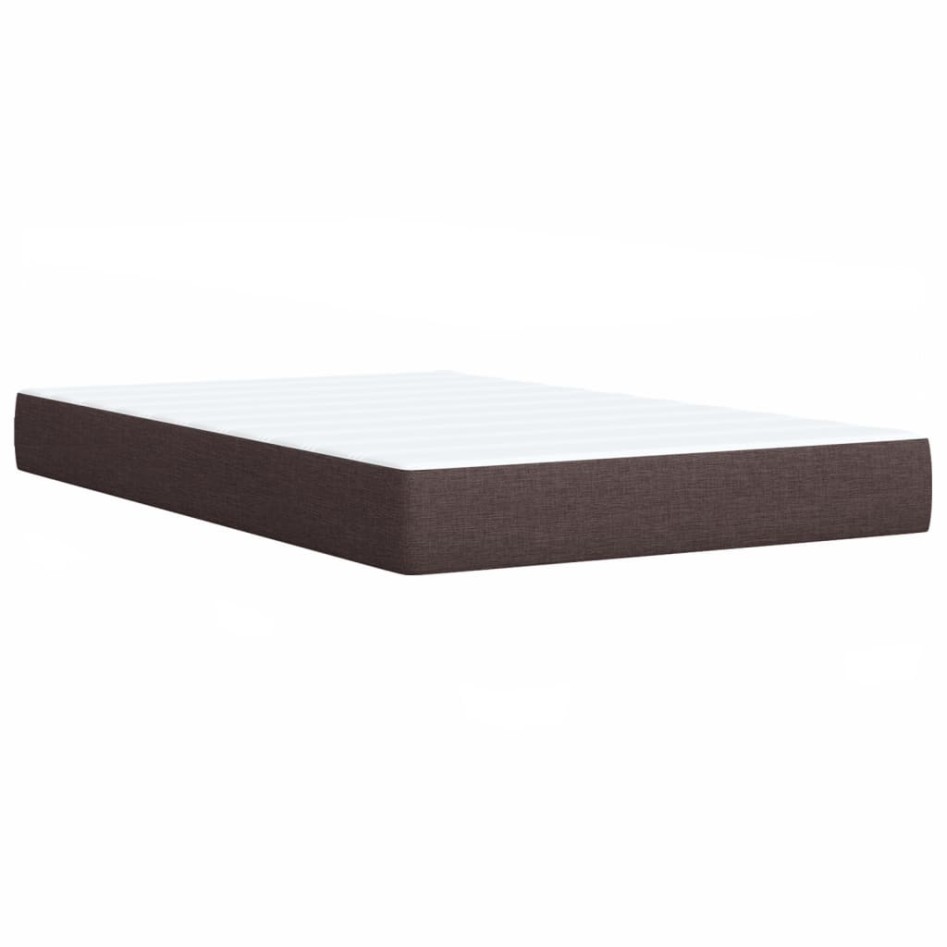 Cama box spring con colchón tela marrón oscuro 90x200