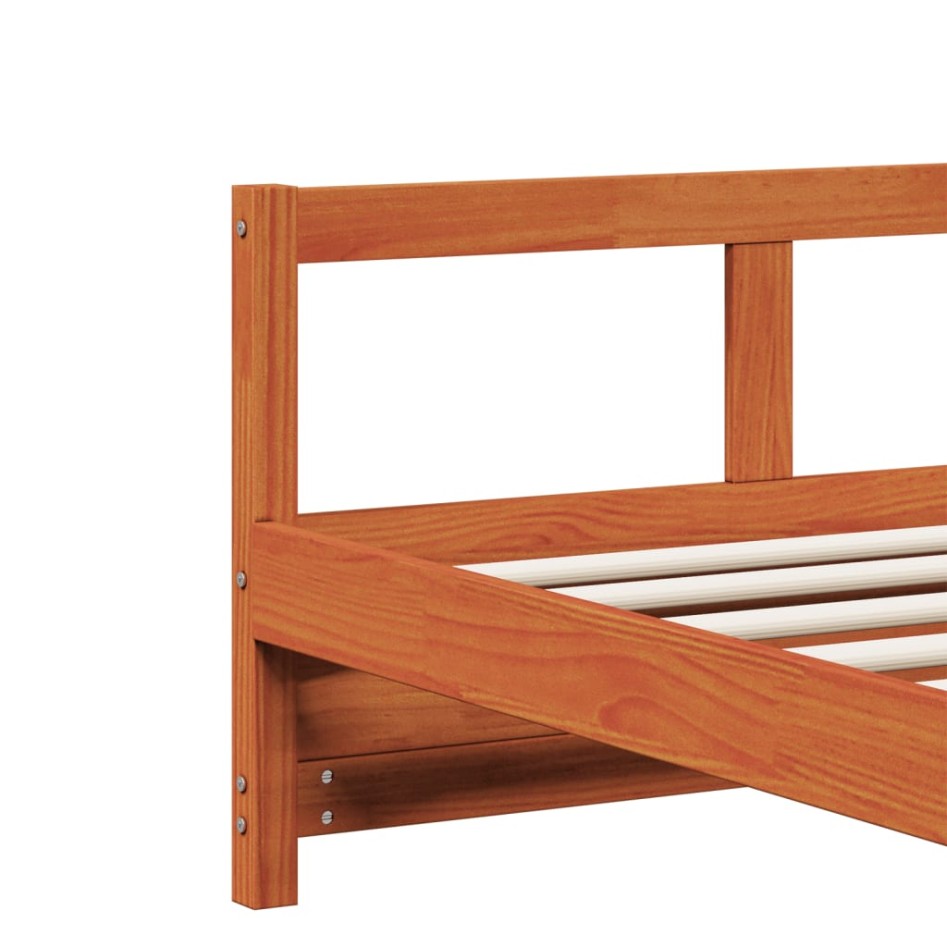 Sofá cama con colchón madera maciza pino marrón cera 80x200