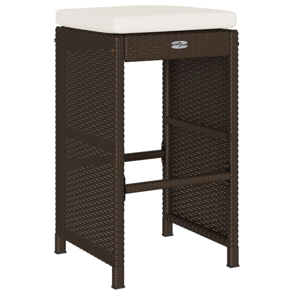 Taburetes de bar de jardín con cojines 4 uds ratán PE