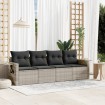 Set de sofás de jardín 4 pzas y cojines ratán sintético gris