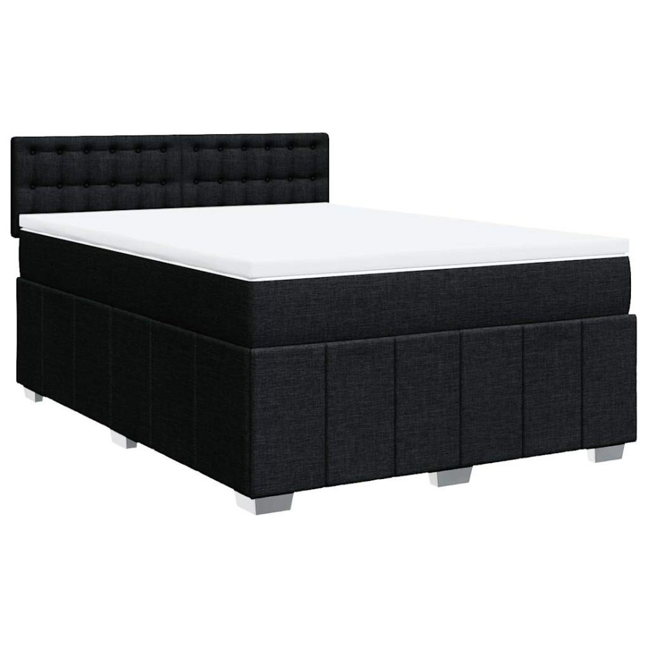 Cama box spring con colchón tela negro 140x200
