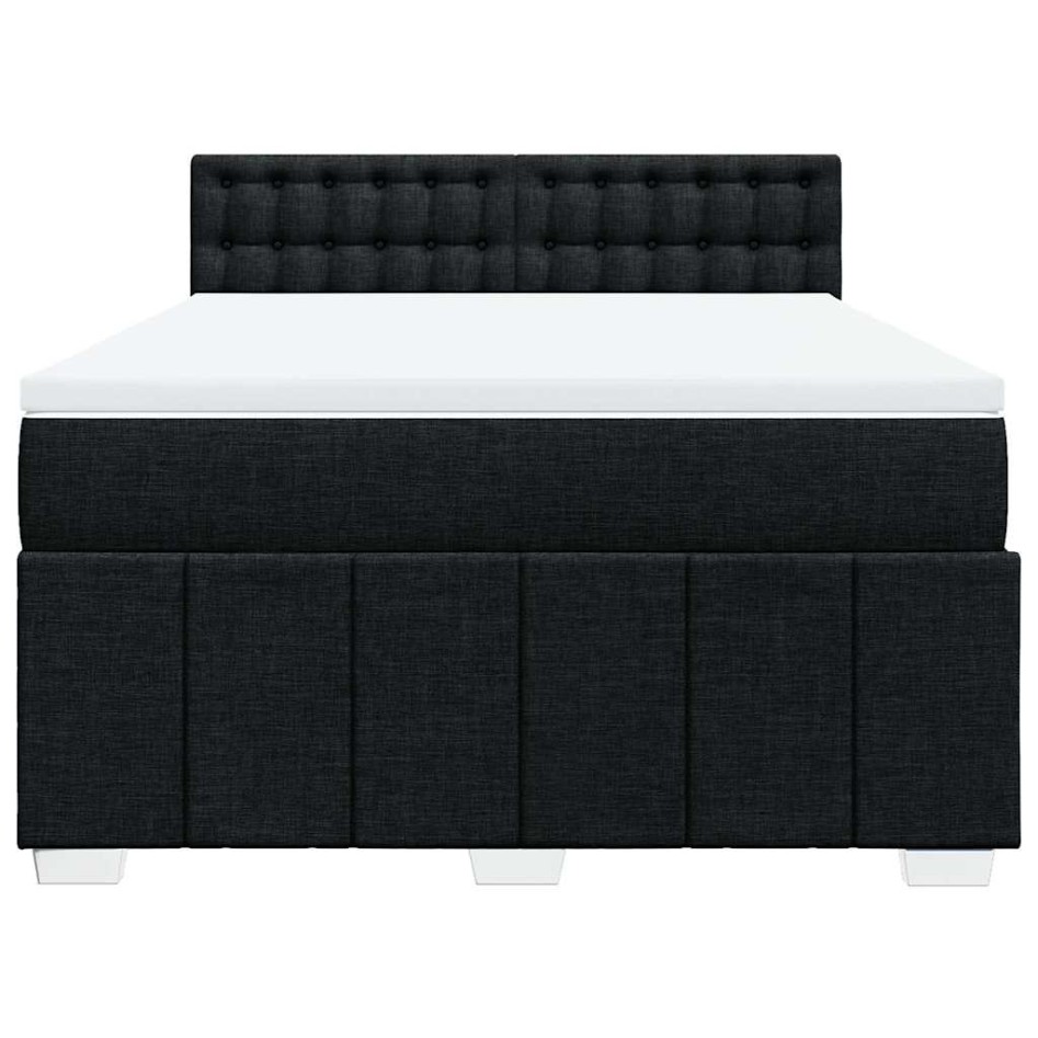 Cama box spring con colchón tela negro 140x200
