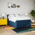 Cama box spring con colchón tela azul 140x200