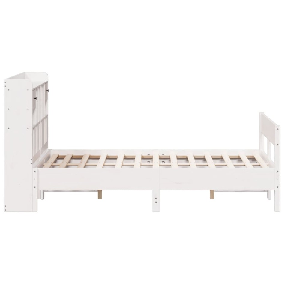 Cama con estantería sin colchón madera maciza blanca 150x200