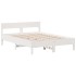 Cama con estantería sin colchón madera maciza blanca 150x200