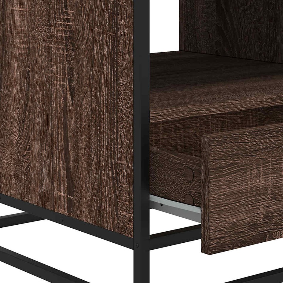 Mesa de centro madera ingeniería metal roble marrón