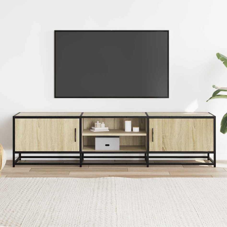 Mueble TV metal y madera ingeniería roble Sonoma 160x35x41