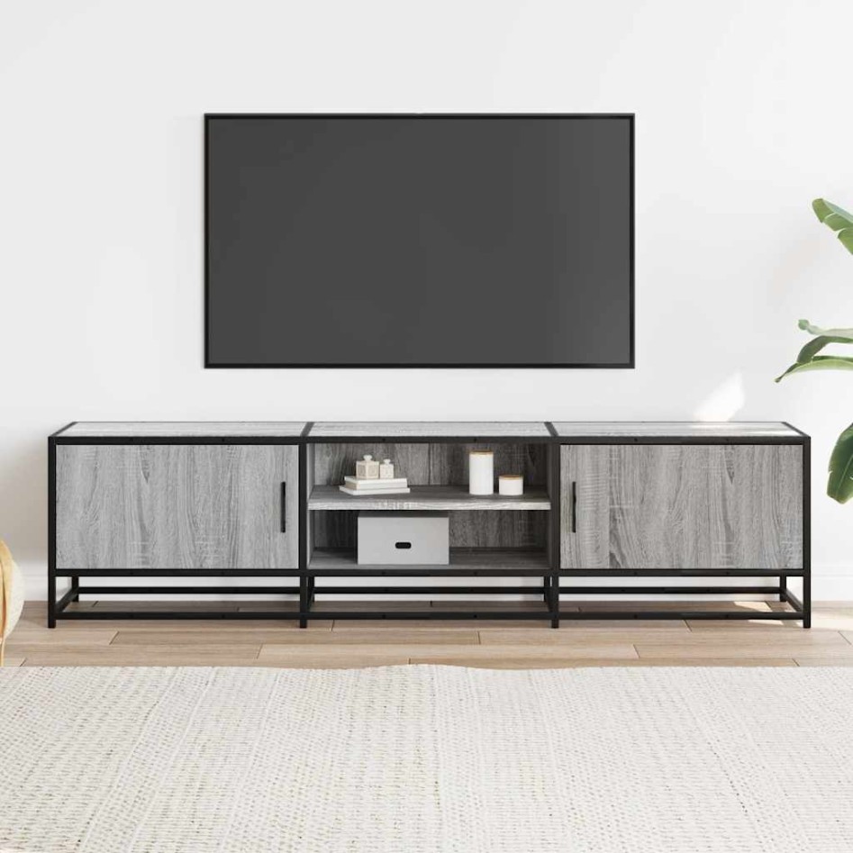 Mueble TV metal y madera ingeniería gris Sonoma 160x35x41