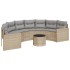 Sofá de jardín semicircular con mesa y cojines ratán PE