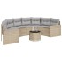 Sofá de jardín semicircular con mesa y cojines ratán PE