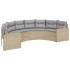 Sofá de jardín semicircular con mesa y cojines ratán PE
