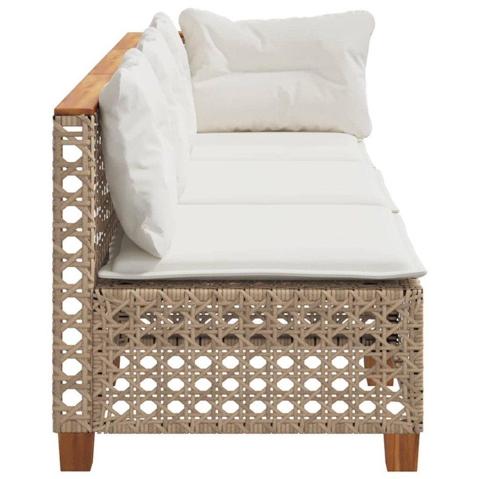 Sofá de jardín de 3 plazas con cojines ratán sintético