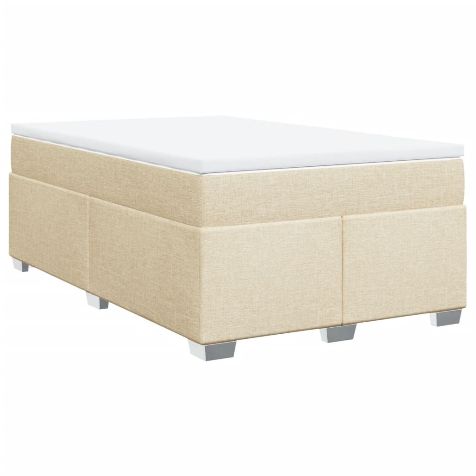 Cama box spring con colchón tela color crema 120x200