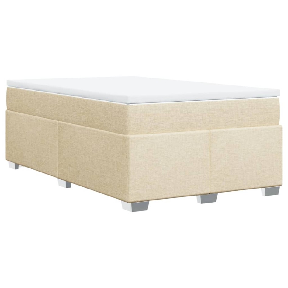 Cama box spring con colchón tela color crema 120x200