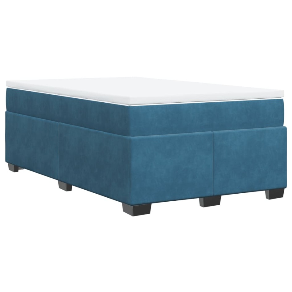 Cama box spring con colchón terciopelo azul oscuro 120x190