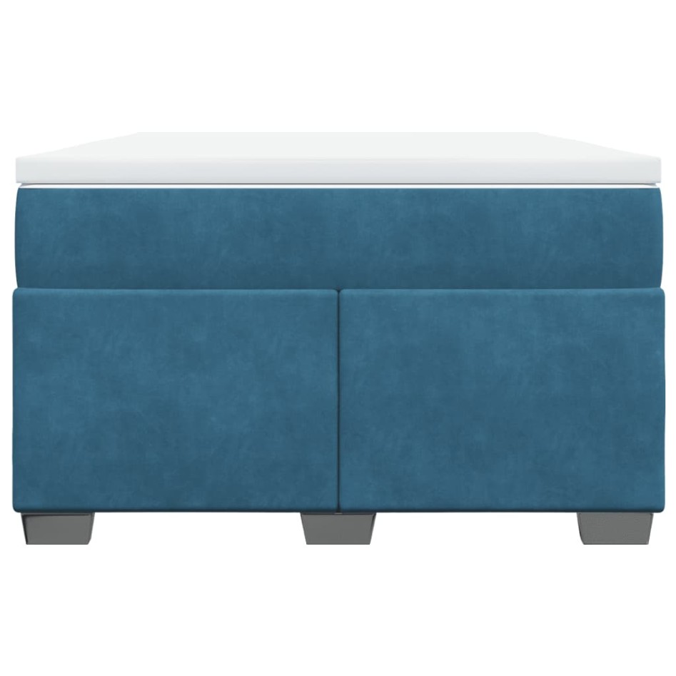 Cama box spring con colchón terciopelo azul oscuro 120x190