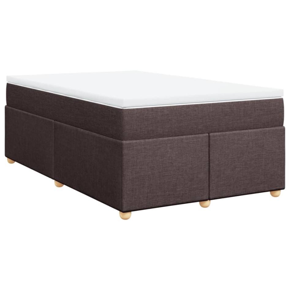 Cama box spring con colchón tela marrón oscuro 120x200
