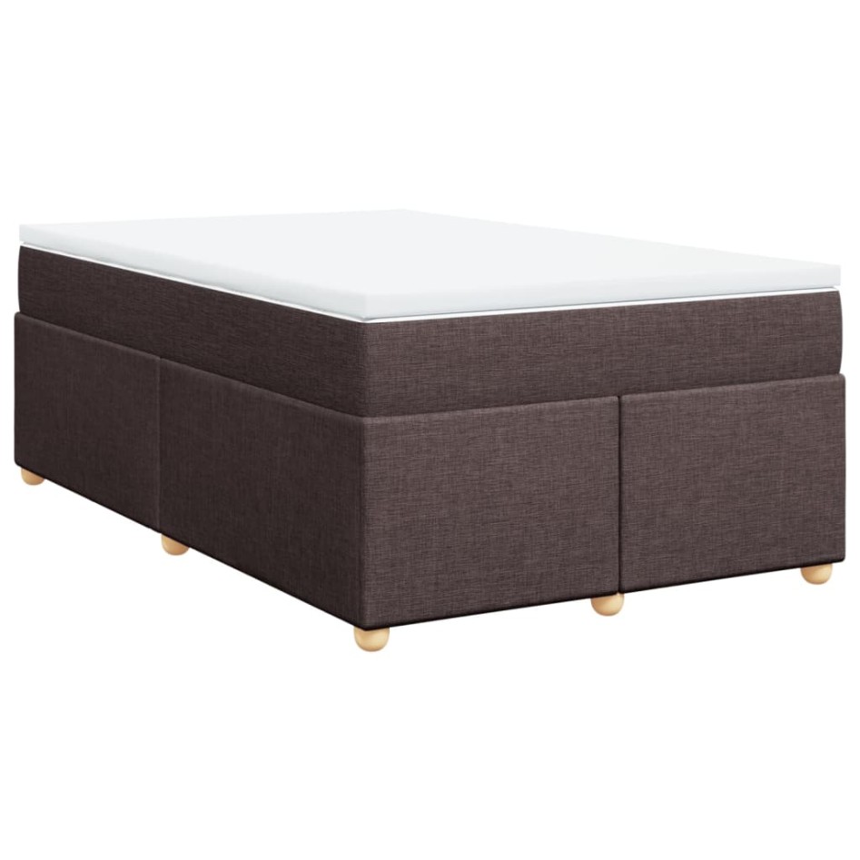 Cama box spring con colchón tela marrón oscuro 120x200