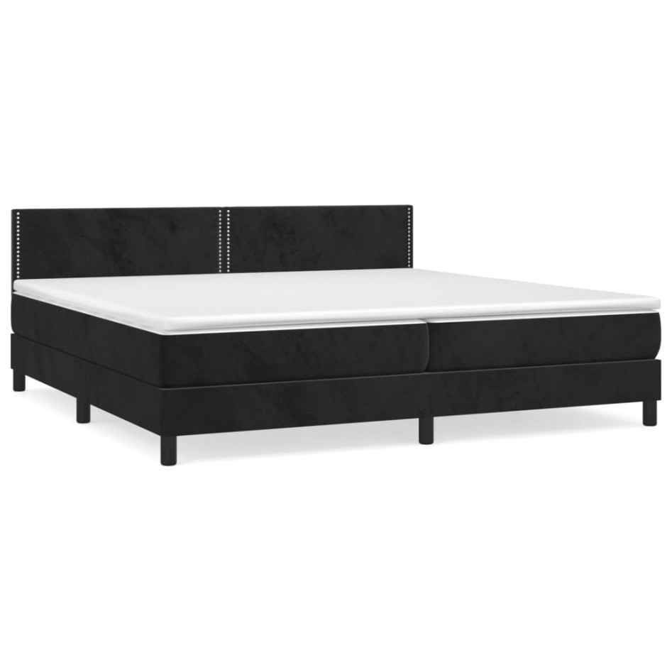 Cama box spring con colchón terciopelo negro 200x200