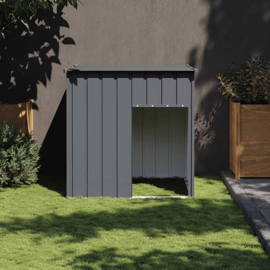 Caseta perros con tejado acero galvanizado gris 110x103x109
