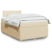 Cama box spring con colchón tela color crema 120x190 cm