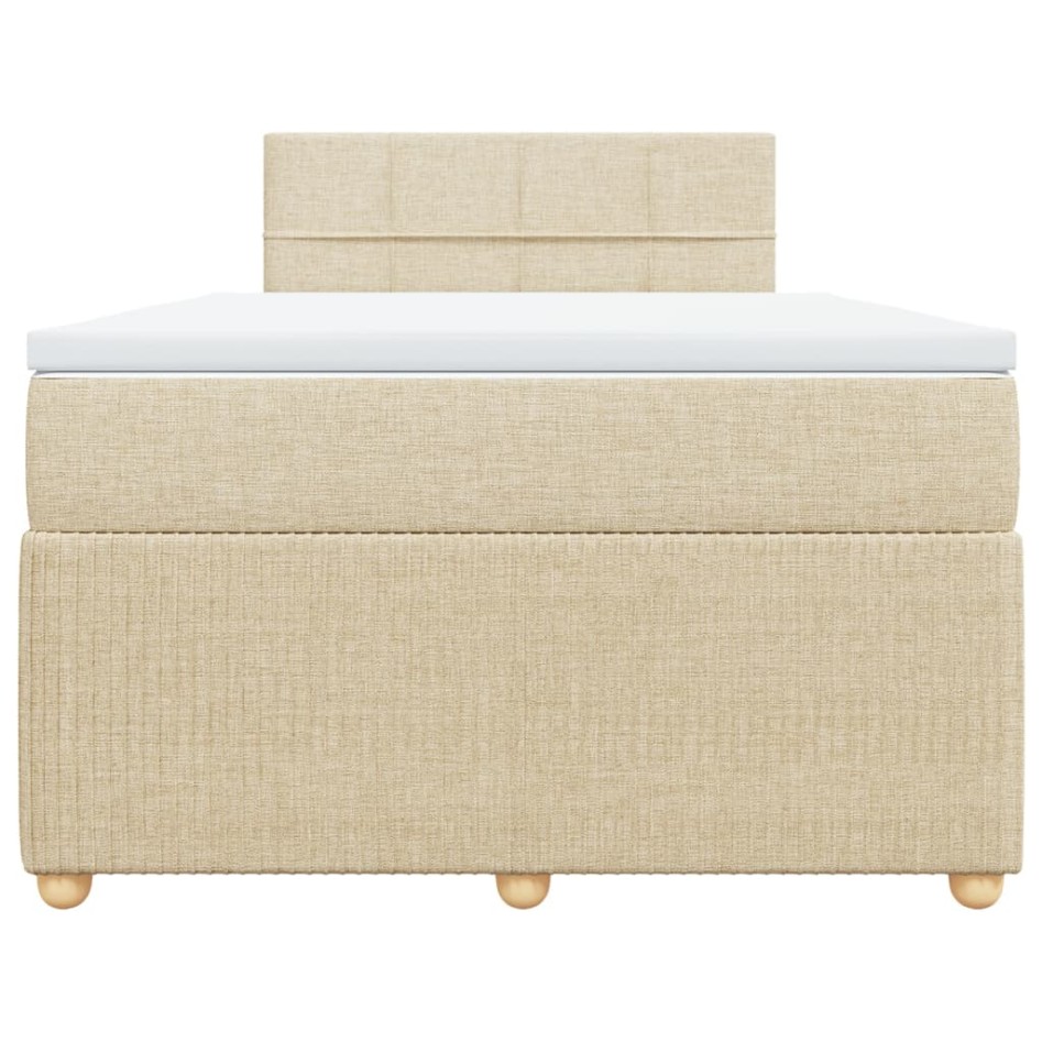 Cama box spring con colchón tela color crema 120x190