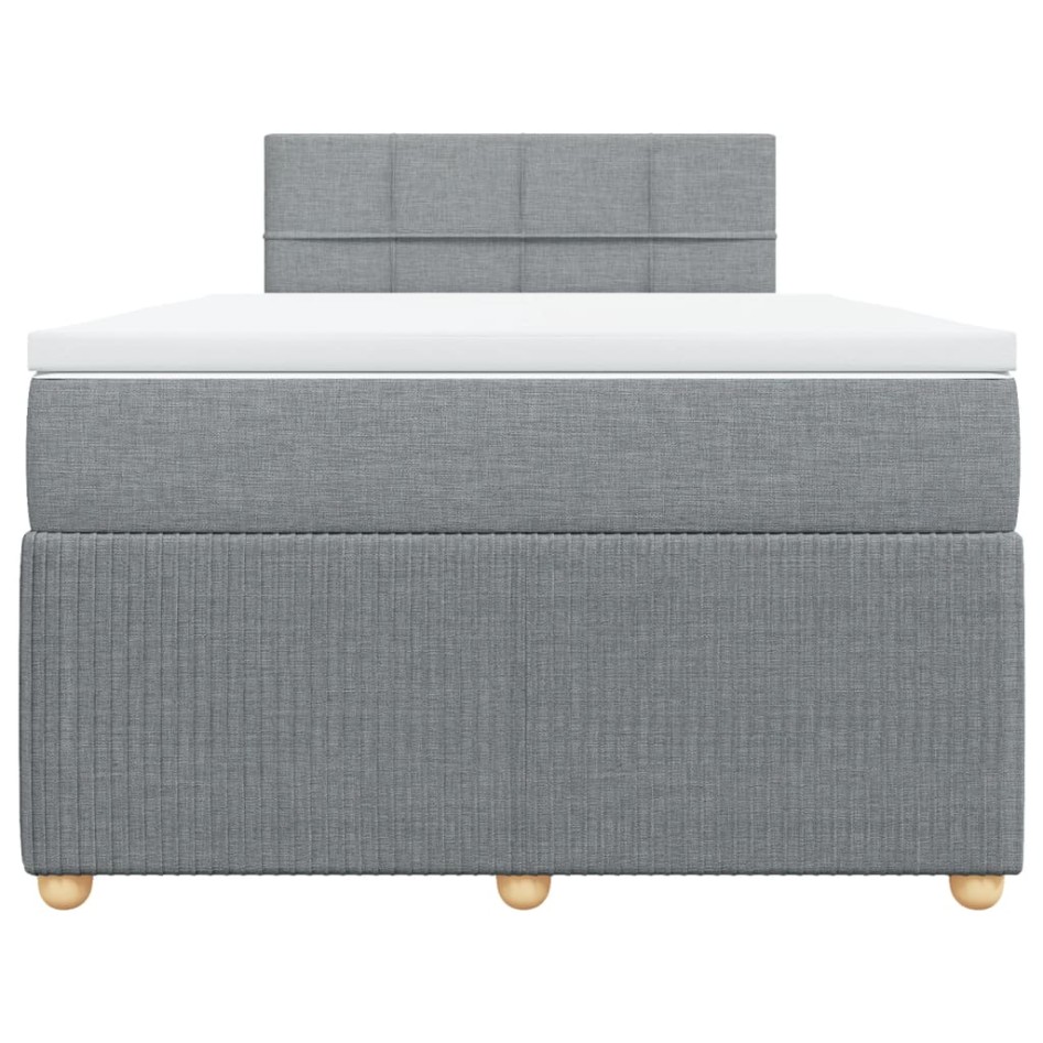 Cama box spring con colchón tela gris claro 120x200