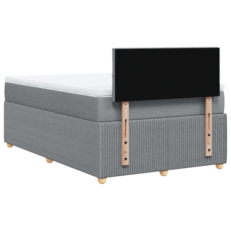 Cama box spring con colchón tela gris claro 120x200
