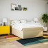 Cama box spring con colchón tela color crema 160x200